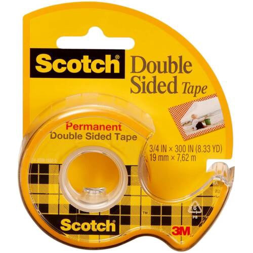 Scotch Permanent Double-Sided Stick Tape, 1/2 Inch x 450 Inch, 1 Ea
