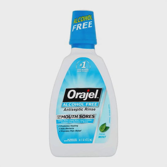 Orajel Alcohol-Free Antiseptic Mouth Sore Wash Rinse - 16 Oz