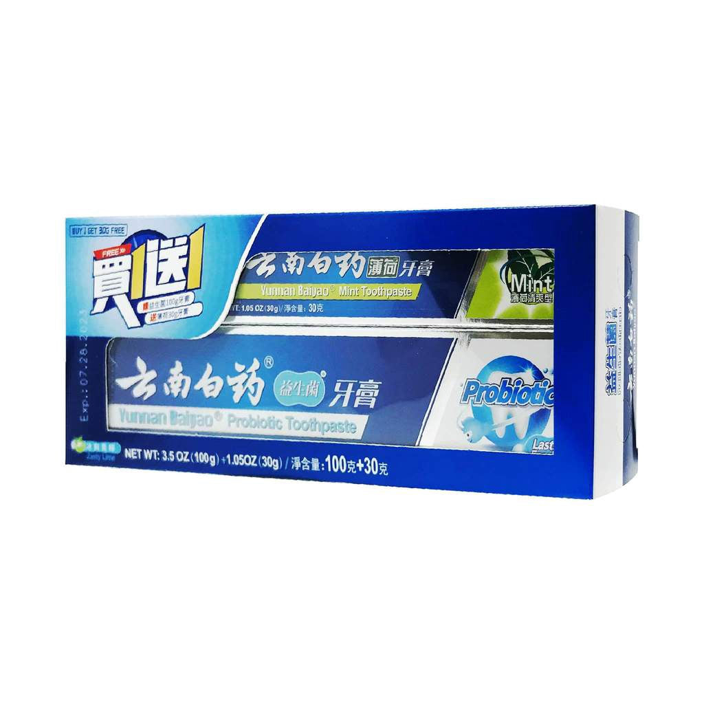 云南白药益生菌牙膏 YunNan BaiYao Brand Toothpaste (Probiotic 100g+Mint 30g)