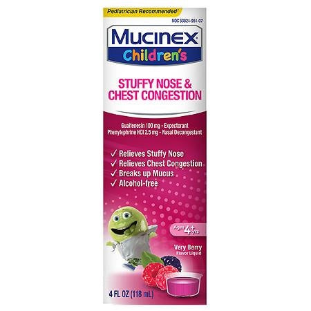 MUCINEX CHILDREN'S STUFFY NOSE & CHEST CONGESTION 4OZ
