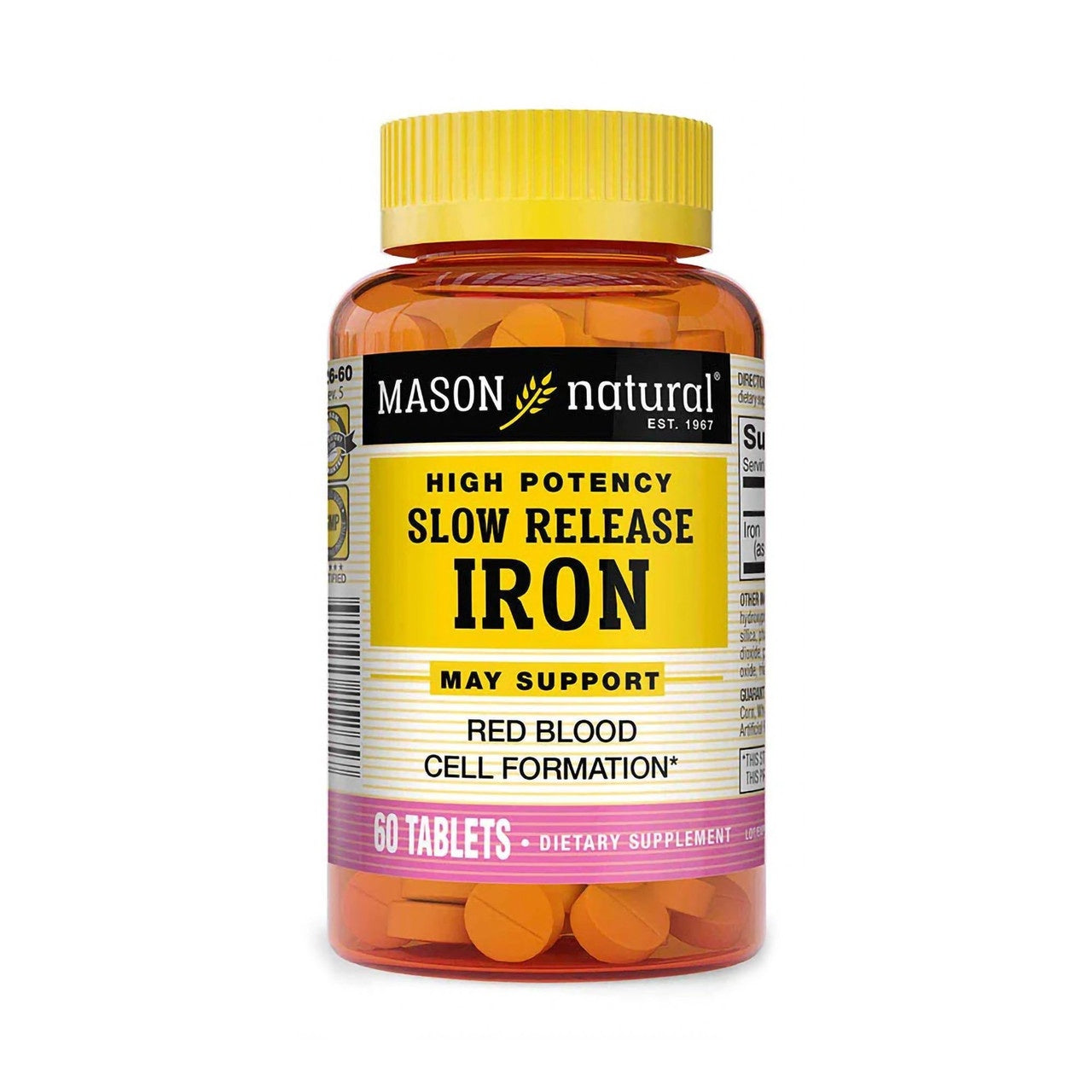 Mason Natural Natural Iron, Slow Release, High Potency, Tablets - 60 tablets