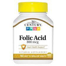 21ST CENTURY FOLIC ACID 0.8MG TABLETS 180 CT