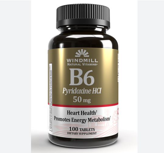 Windmill Natural Source Vitamin B-6, 50 Mg Tablets - 100 Ea
