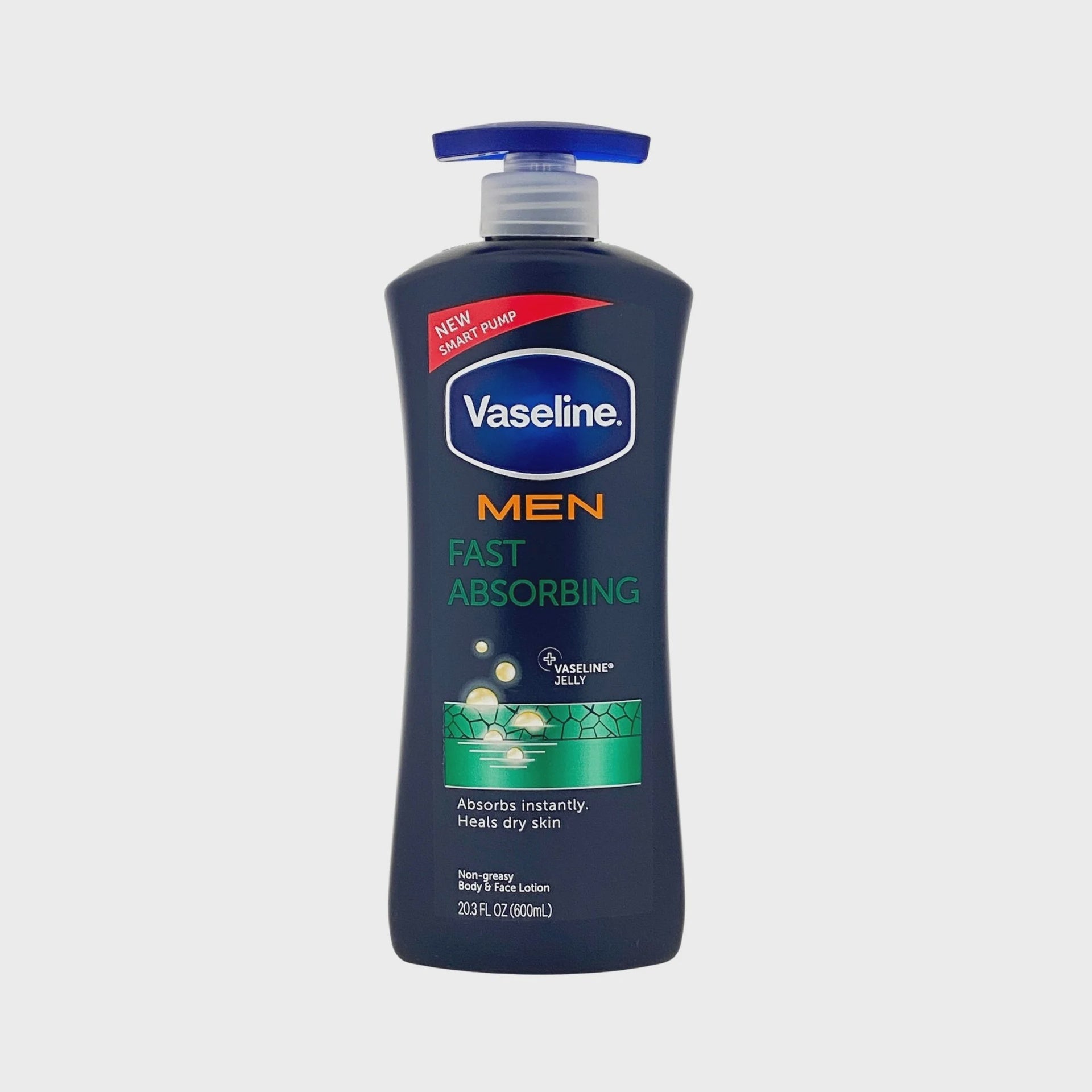 Vaseline Men Fast Absorbing Moisture 3-in-1 Body, Face & Hands Pump Lotion Scented - 20.3oz