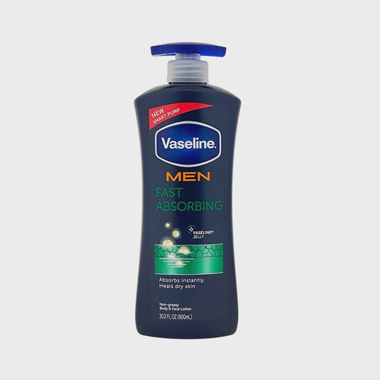 Vaseline Men Fast Absorbing Moisture 3-in-1 Body, Face & Hands Pump Lotion Scented - 20.3oz
