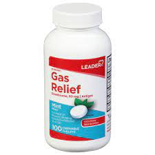 Leader Gas Relief, 80 mg, Chewable Tablets, Mint Flavor, 100ea