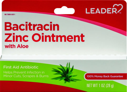 LEADER Bacitracin Zinc Ointment with Aloe 1 oz