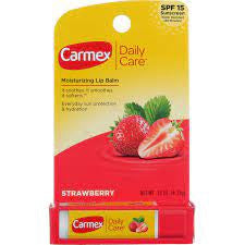 Carmex Daily Care Moisturizing Lip Balm Stick, Strawberry, SPF 15, 0.15 oz