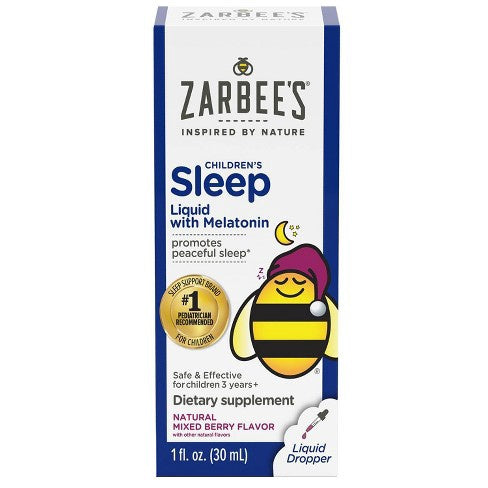 Zarbee's Naturals Children's Sleep Liquid with Melatonin, Safe For Children 3 Yrs+, Natural Berry Flavor, 1 fl oz (30mL)