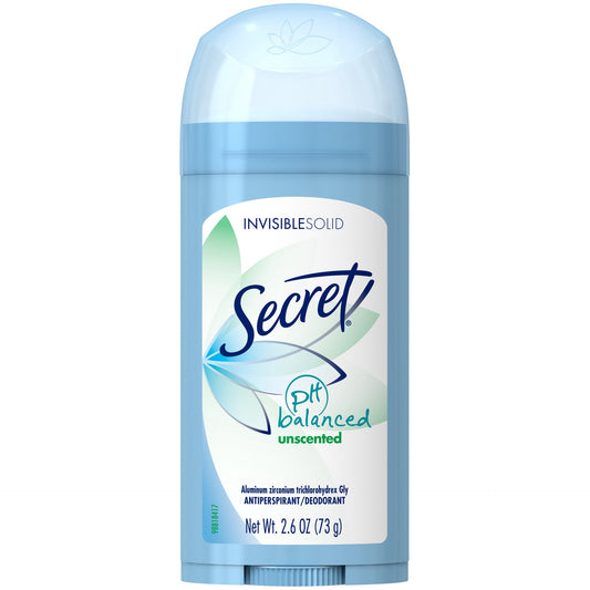 Secret Antiperspirant Deodorant Invisible Solid Unscented - 2.6 oz