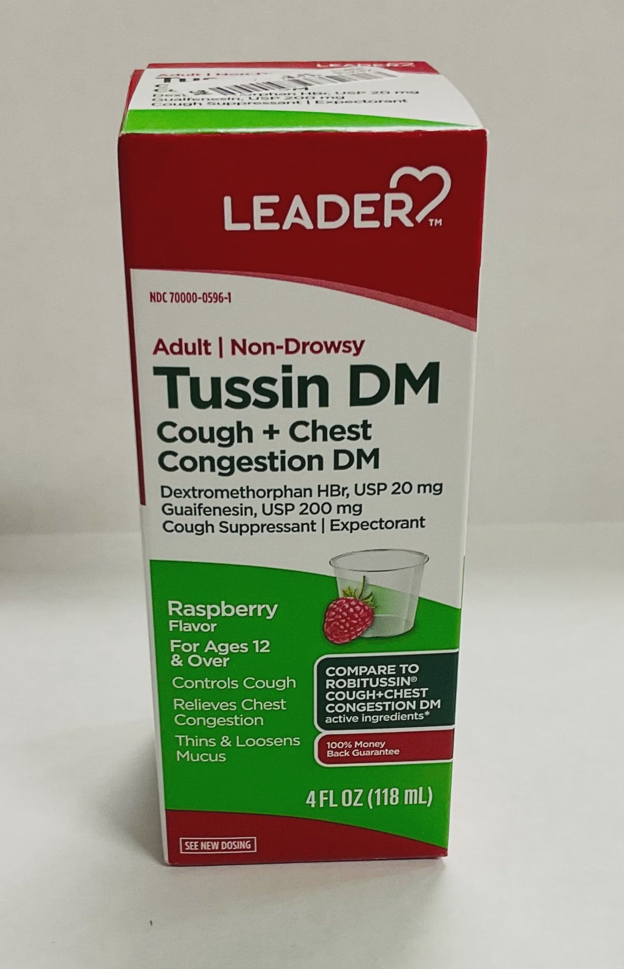 LEADER(TM) TUSSIN DM COUGH & CHEST CONGESTION LIQUID RASPBERRY 8 OZ