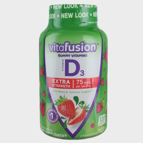 VITAFUSION Extra Strength D3, Bone & Immune Support, Natural Strawberry Flavor, 3,000 IU, 120 Gummies