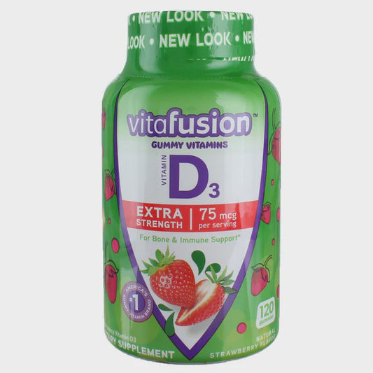VITAFUSION Extra Strength D3, Bone & Immune Support, Natural Strawberry Flavor, 3,000 IU, 120 Gummies
