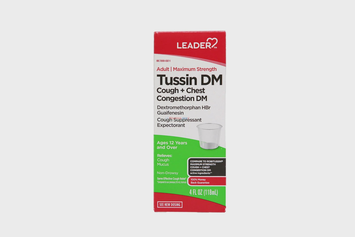 Leader Adult Maximum Strength Tussin DM Cough + Chest Congestion DM 4FL OZ