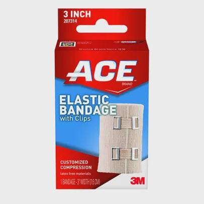 Ace Brand Elastic Bandage With Clips 3 Inch, 1 Ea
