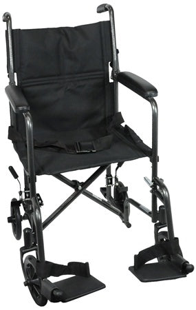 Steel Transport Chair - 19 Inch (Silver Vein Finish)