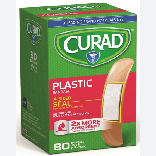 Curad Adhesive Bandages Plastic 3/4 in. 80 ct