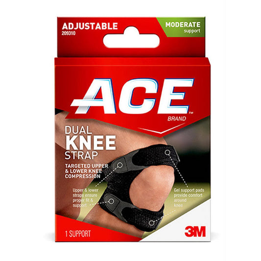 Ace Brand Dual Knee Strap Black Adjustable, Moderate Pressure, 1 ea