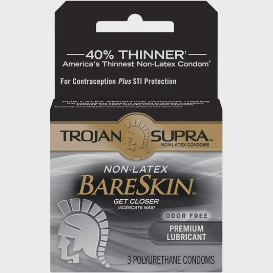 TROJAN SUPRA Condoms Lubricated Microsheer Polyurethane 3 Each