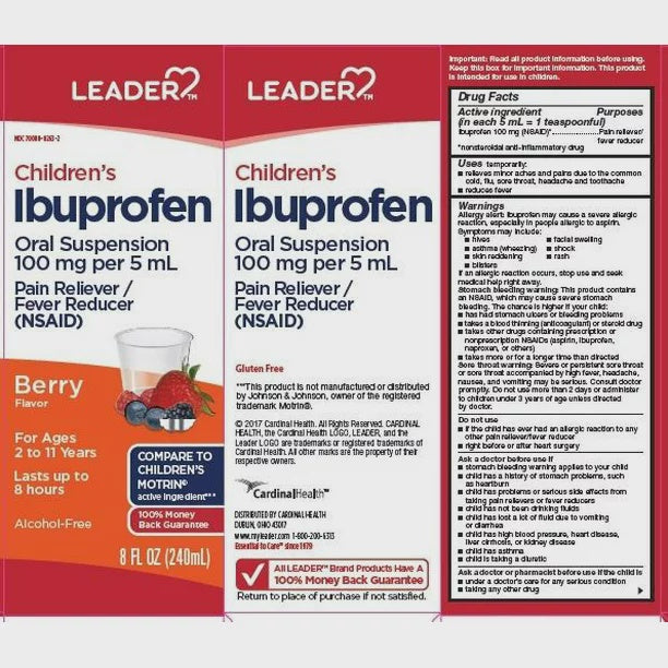 LEADER IBUPROFEN 100MG BERRY 4 OZ