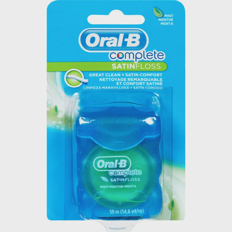 Satin Oral-B Complete SatinFloss Dental Floss, Mint, 50 M
