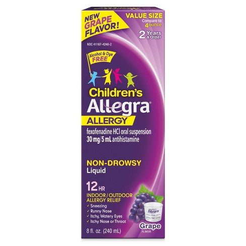 Allegra Children's Fexofenadine Allergy And Cold Sinus Liquid Treatment - Grape - 8oz
