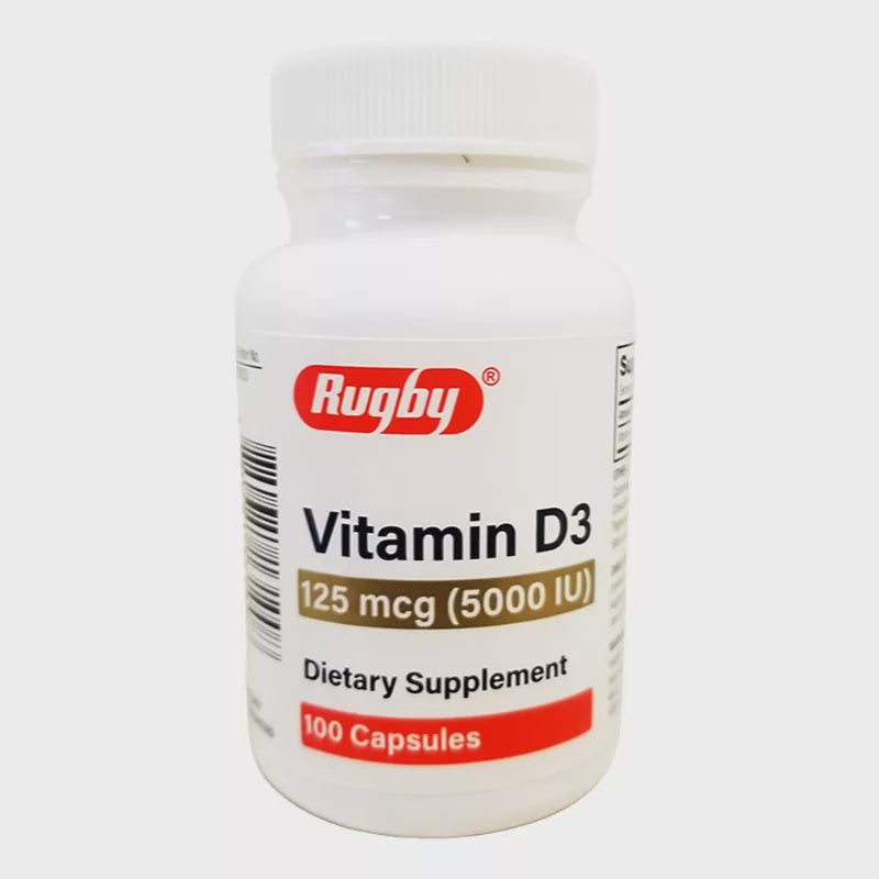 *Rugby Vitamin D3 Dietary Supplement 125 mcg - 100 Capsules