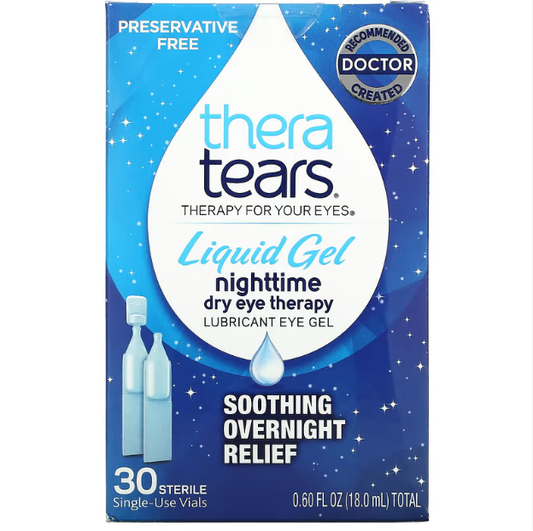 Nighttime Dry Eye Therapy, Lubricant Eye Gel, 30 Single-Use Vials