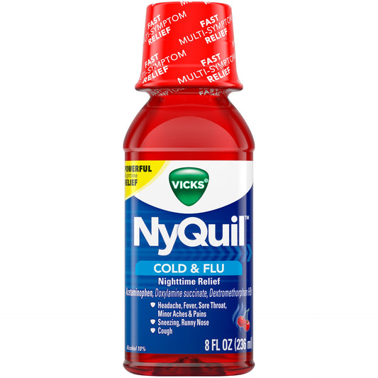 Vicks Nyquil Cold & Flu Liquid Cherry 8 oz