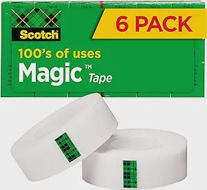 Scotch Magic Tape 3/4 inch x 1296 inch 1 inch Core Clear 6/Pack
