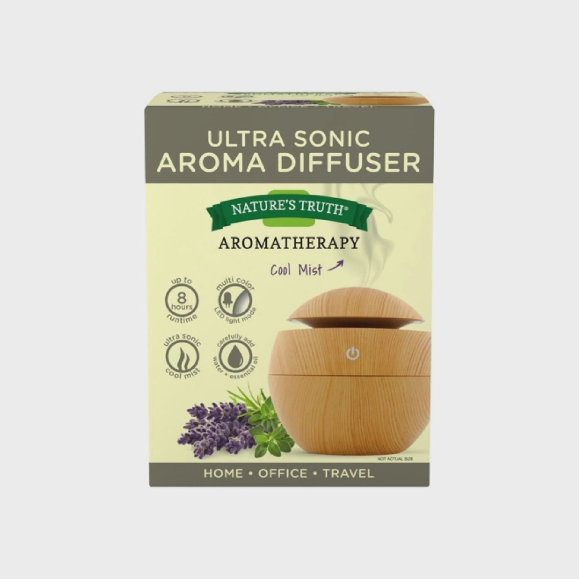 Nature's Truth Ultra-Sonic Aromatherapy Elegant Wood-Look Diffuser w/USB Adapter