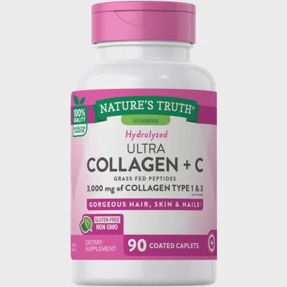 Nature's Truth Hydrolyzed Collagen Type I & III + Vitamin C, 3000mg - 90 ct