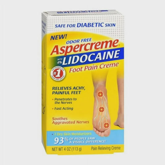 Aspercreme with 4 % Lidocaine Foot Pain Relieving Creme, 4 Oz