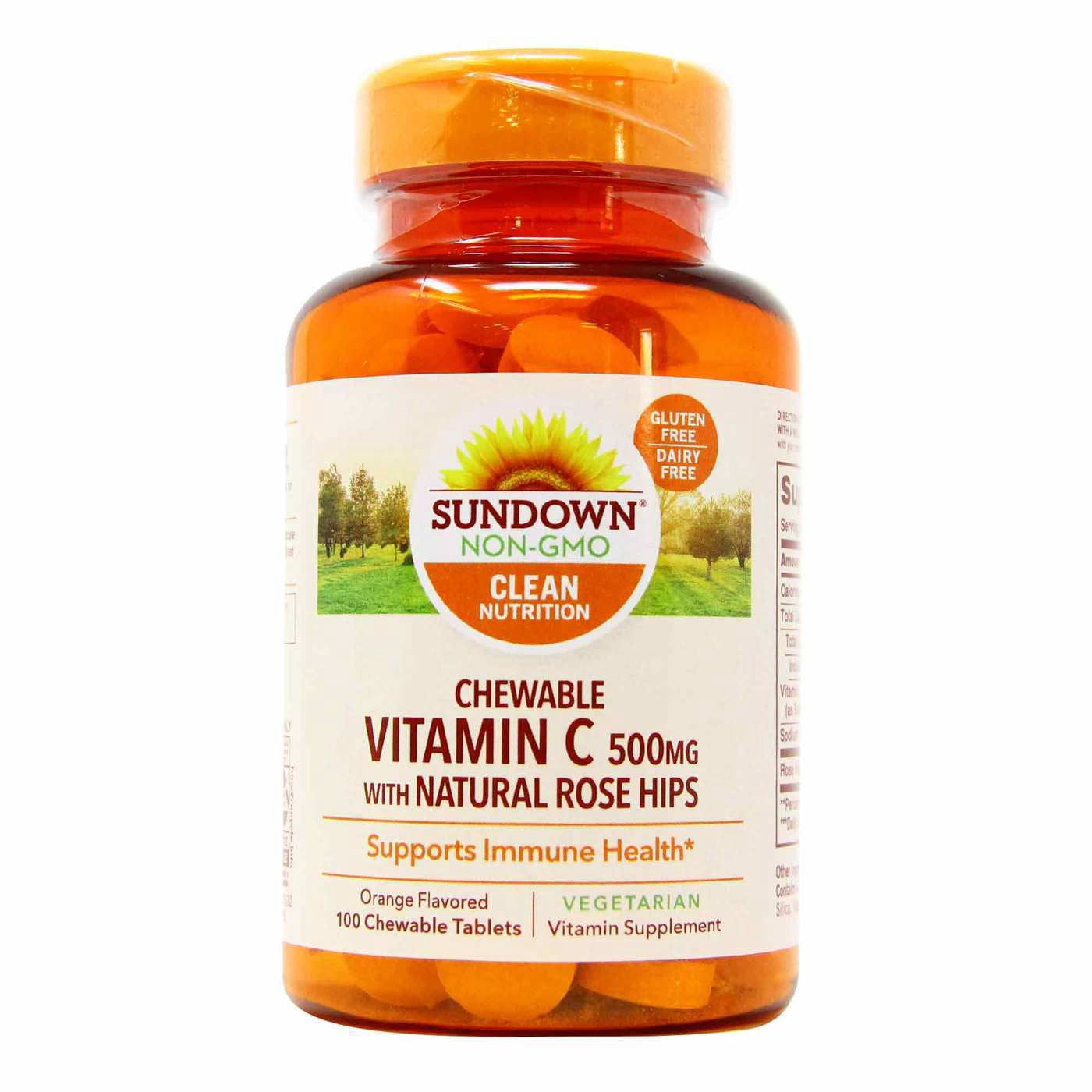 Sundown Naturals Vitamin C 500 mg with Natural Rose Hips - 100 Chewable Tablets