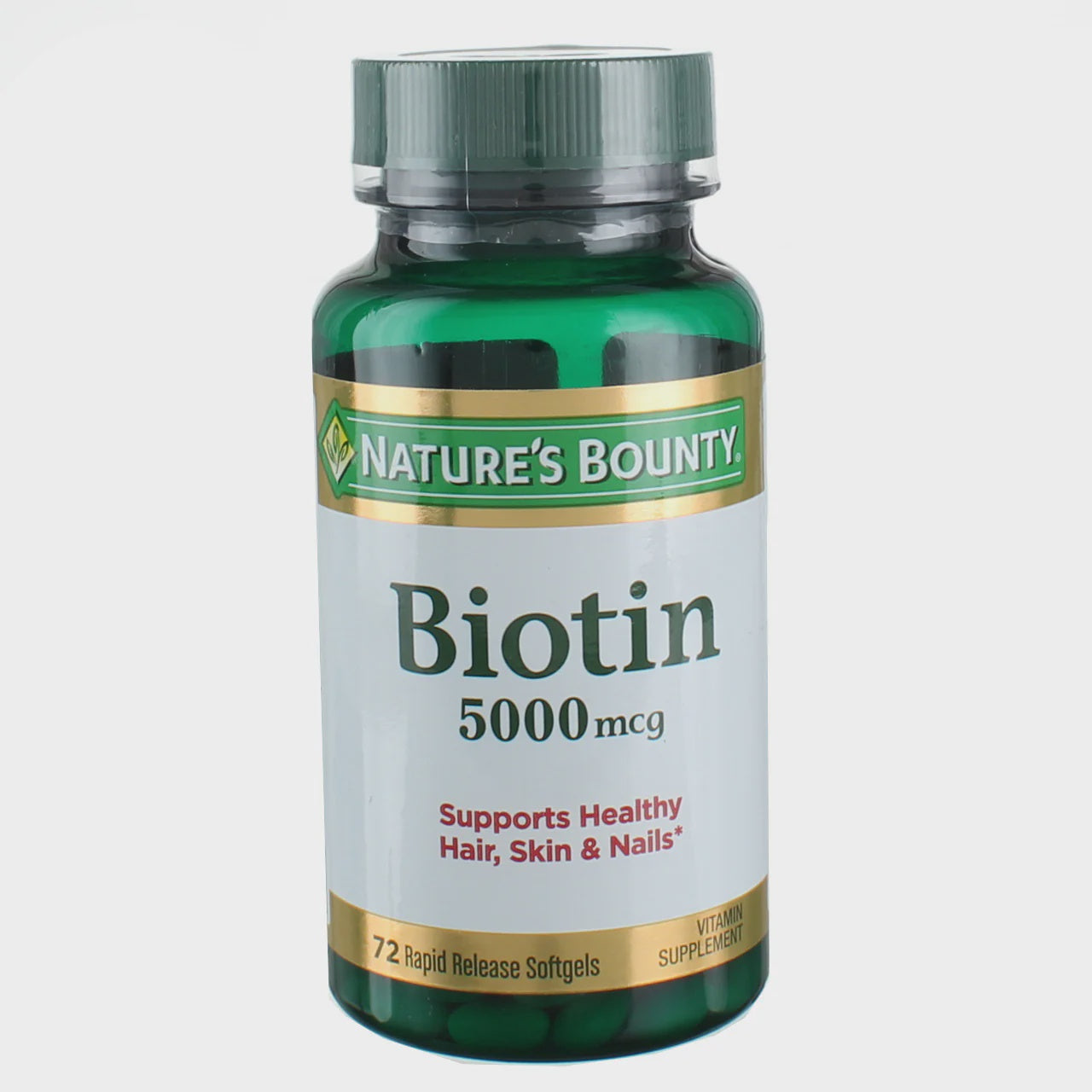 Nature's Bounty Biotin Rapid Release Softgels, 5000, Original, 72 Ct