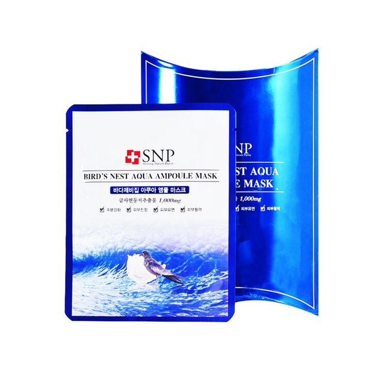 韩国SNP海洋燕窝精华安瓶面膜Bird's Nest Aqua Ampoule Mask Moisturizes Skin Minimize Dryness 10pcs