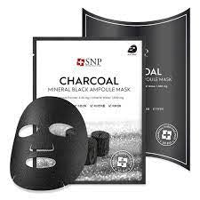韩国SNP 竹炭黑炭毛孔收缩精华面膜 Charcoal Mineral Black Ampoule Tightening Korean Face Sheet Mask
