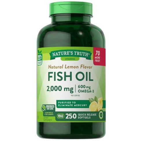 Nature's Truth Fish Oil 2000mg | Natural Lemon Flavor | 250 Softgels