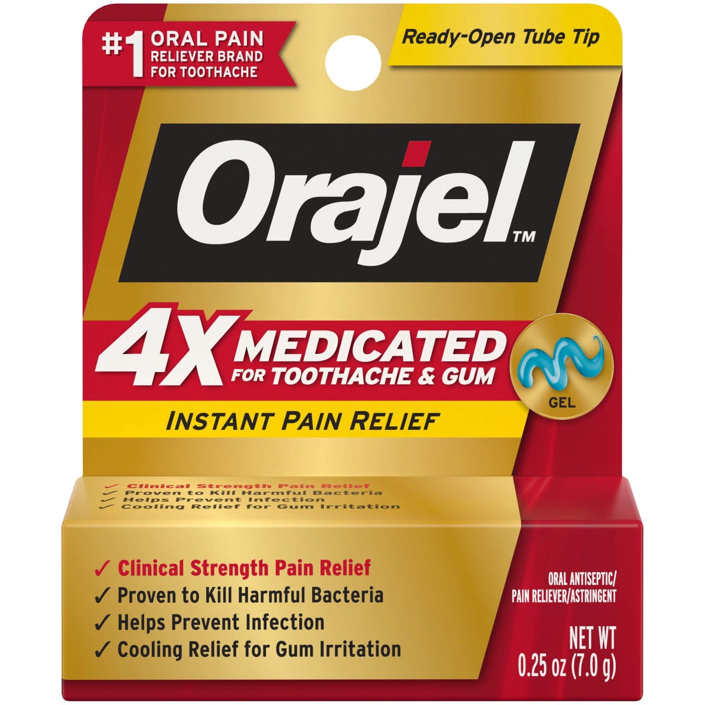 Orajel Oral Pain Reliever Fast-Acting Gel, Triple Medicated - 0.25 oz