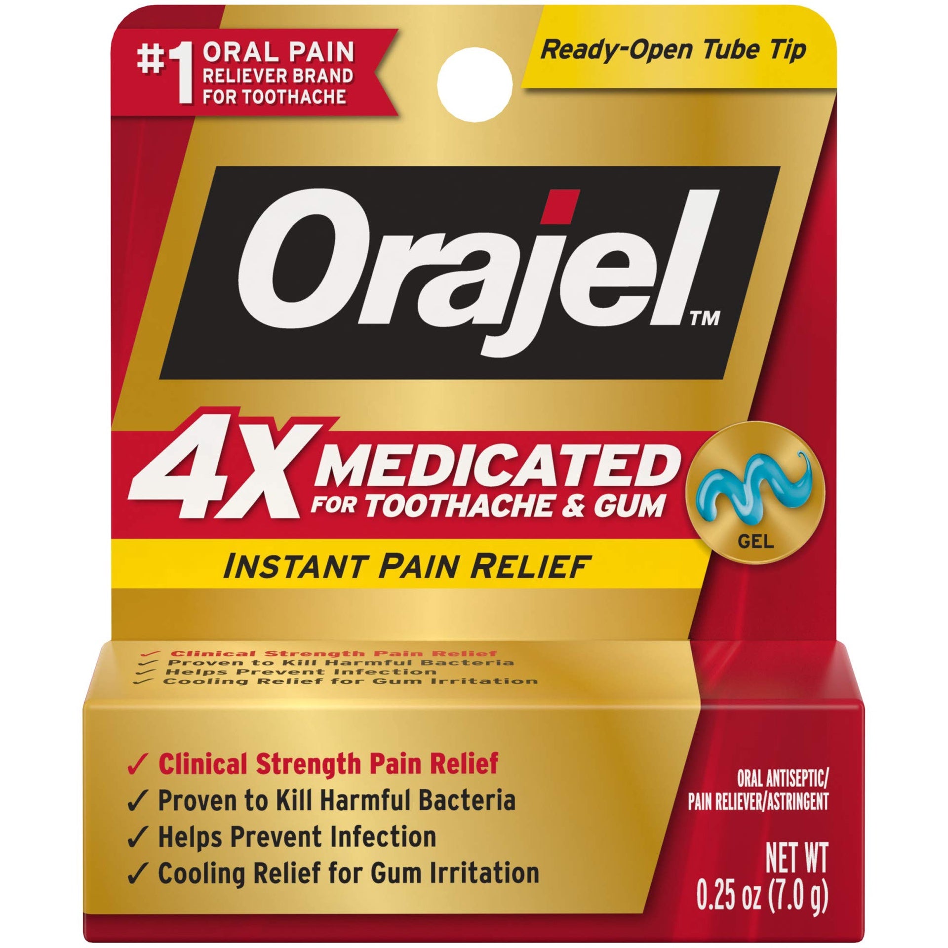 Orajel Oral Pain Reliever Fast-Acting Gel, Triple Medicated - 0.25 oz