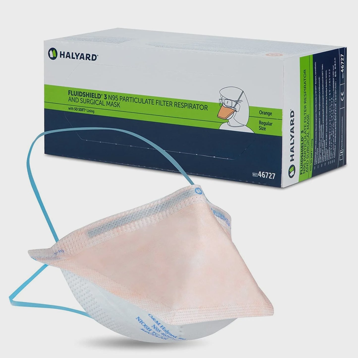 Halyard FluidShield Level 3 Surgical Mask N95 Particulate Filter Respirator (46827)