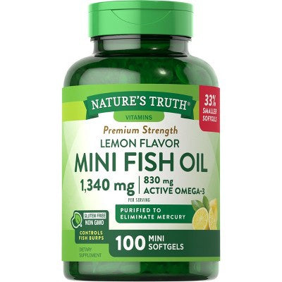 Nature's Truth Mini Fish Oil Omega 3 1340mg | 100 Softgels