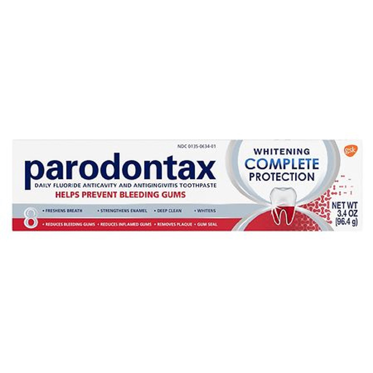PARADONTAX WHITENING COMPLETE PROTECTION TOOTHPASTE 3.4 OZ