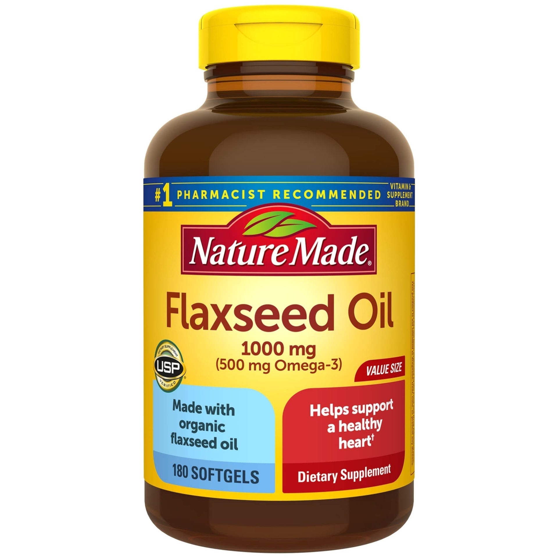 Nature Made Flaxseed Oil 1000mg Softgels 180 ct