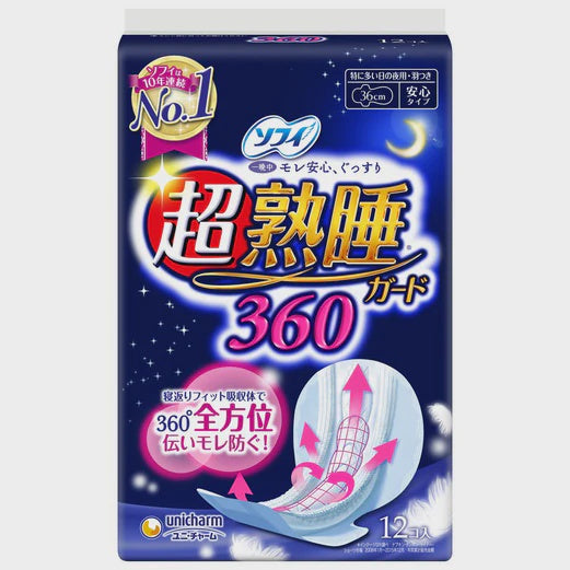 UNICHARM SOFY NIGHT GUARD360 36CM 12CT