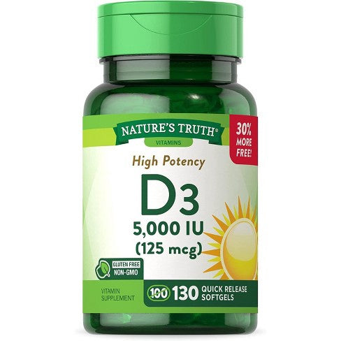 Nature's Truth High Potency Vitamin D3 -- 125 mcg - 130 Quick Release Softgels
