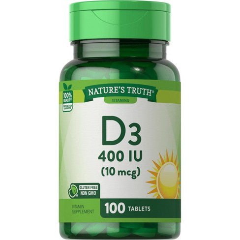 Natures Truth High Potency Vitamin D3 400 IU Tablets, 100 Ea