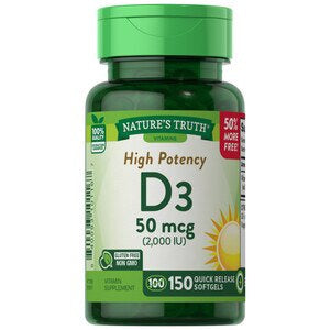 Natures Truth High Potency Vitamin D3 2000 IU Softgels, 150 Ea