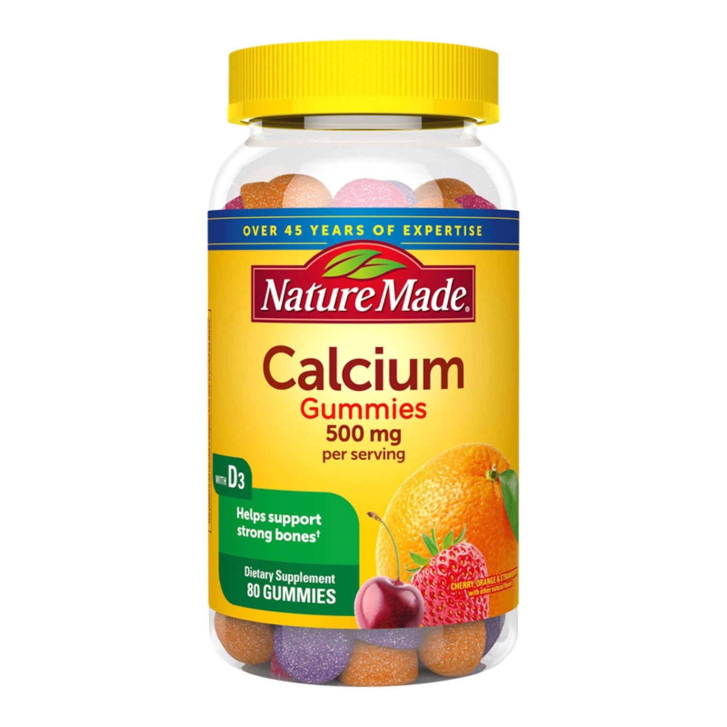 Nature Made Calcium Adult Gummies Cherry, Orange & Strawberry - 80 ct