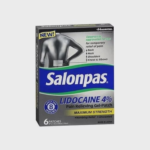 SALONPAS PAIN RELIEF GEL PATCH WITH LIDOCAINE 6 CT